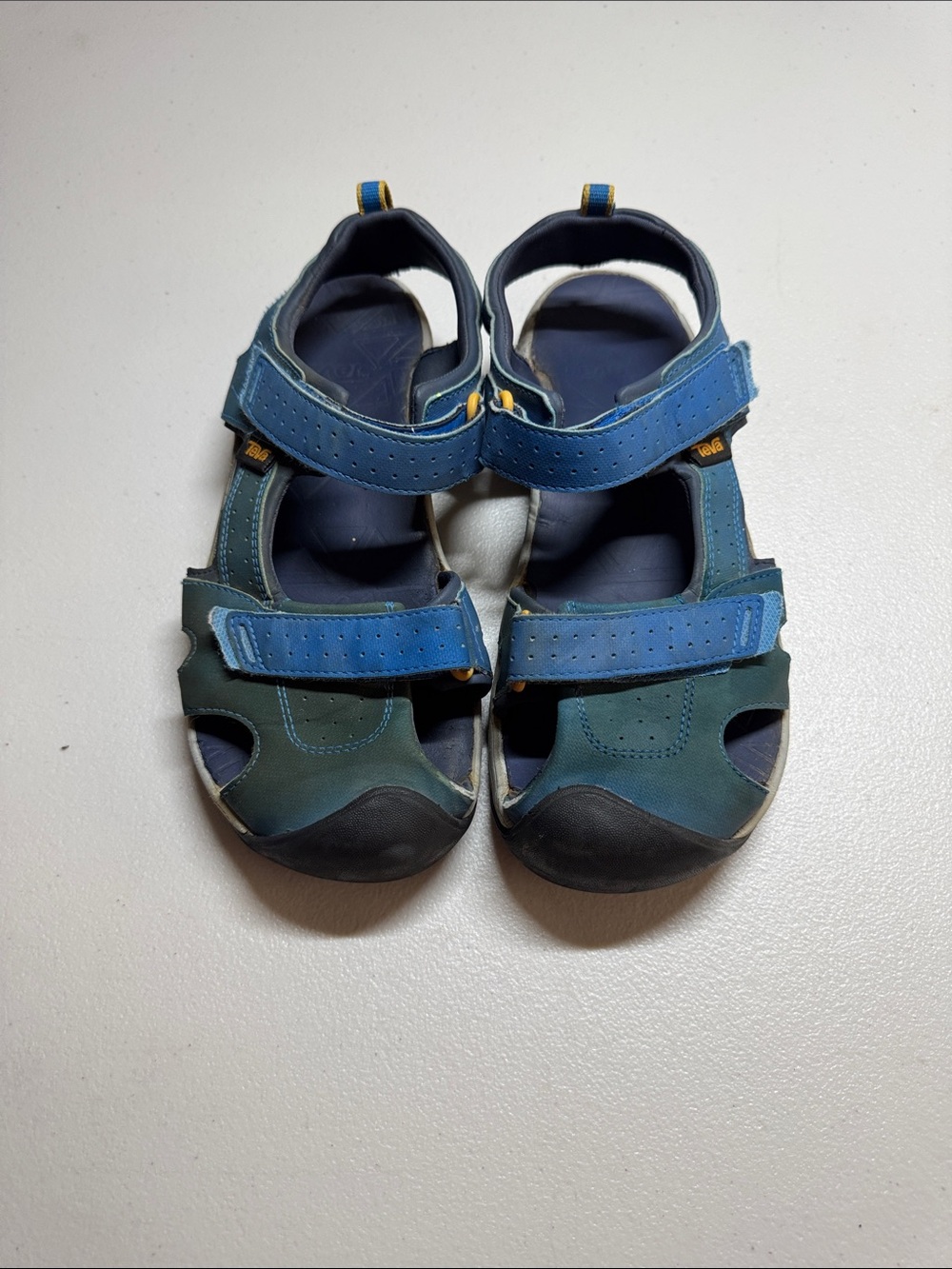 Teva Kids Blue and Yellow Outdoor Sandals - Closed Toe Velcro